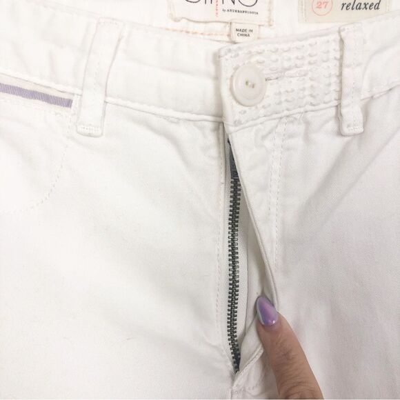 CHINO BY ANTHROPOLOGIE | White Relaxed Pants Floral Embroidery Women’s Size 27 - Picture 5 of 12